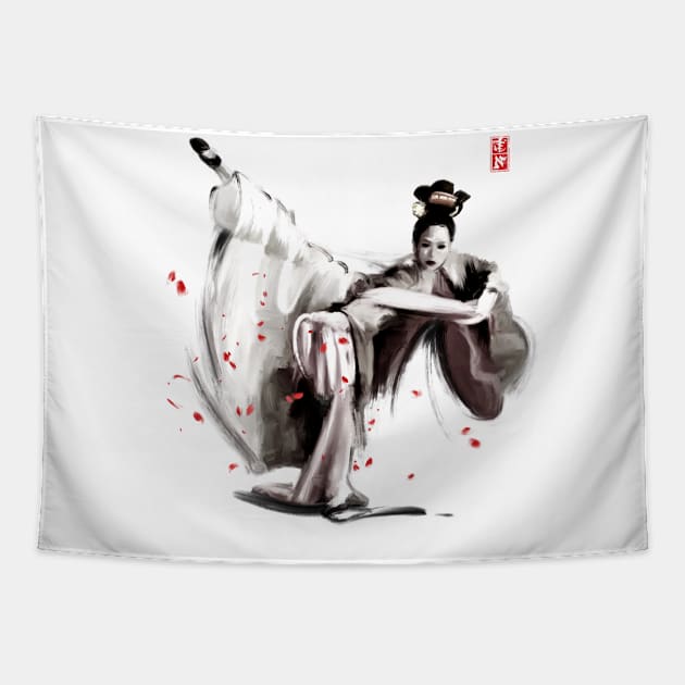 Chinese Court Dancer Tapestry by ILYOart