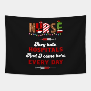 Funny Nurse Christmas Pun Quote Hilarious Joke ICU Tapestry