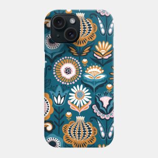 Abstract Cute Beautiful Blue Floral Organic Pattern Artwork Phone Case