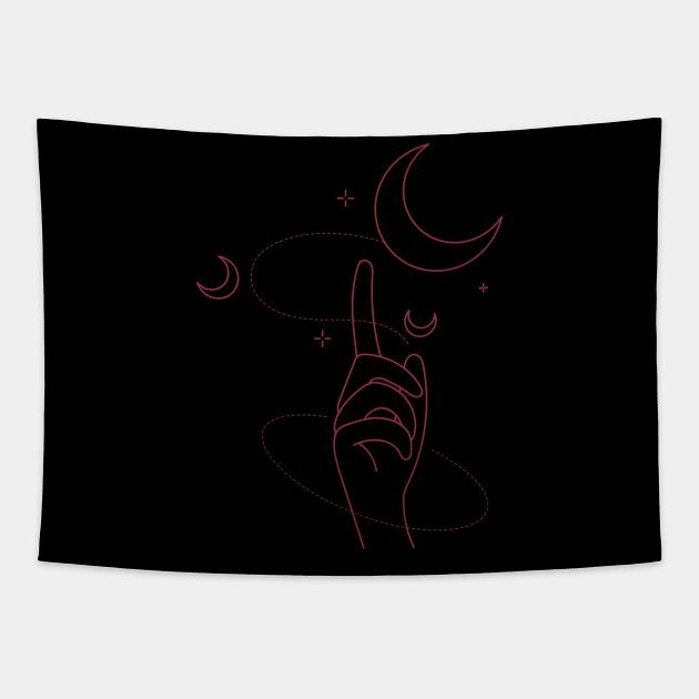 The Moon is at your Fingertips Tapestry by InkSymphony