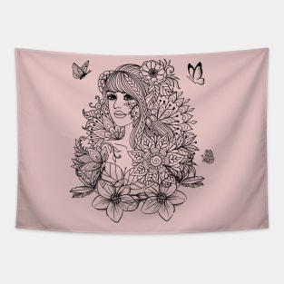 Flower Girl with Butterflies Tapestry