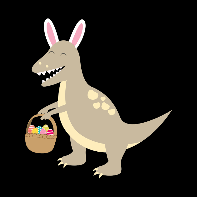 Velociraptor With Bunny Ears Basket Of Easter Egg by BUBLTEES