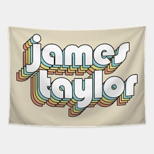 James Taylor - Retro Rainbow Typography Faded Style Tapestry