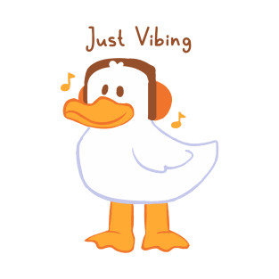 Just Vibing Headphones Cartoon Duck T-Shirt