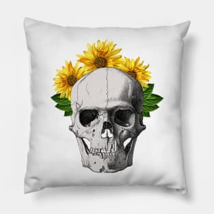 Sunflower Skull Pillow