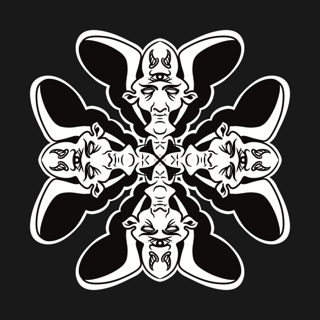 No AI design Dance macabre devils symmetrical pattern by creARTures