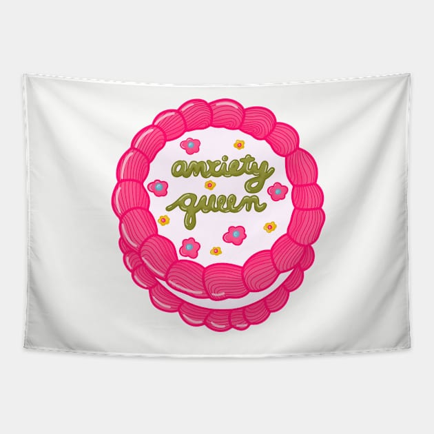 Anxiety Queen Cake Tapestry by Moon Ink Design