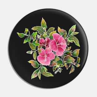 Hibiscus Garden on Turquoise Pin