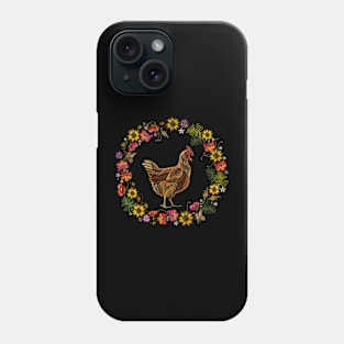 chicken wreath flower Phone Case