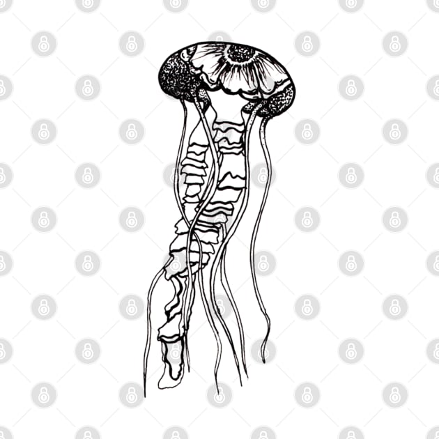 Black and White Flower Jellyfish by juliahealydesign