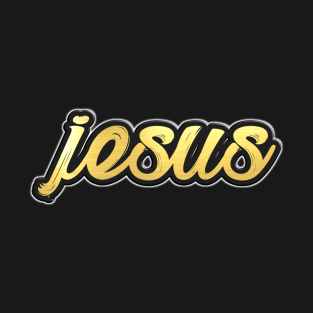 Shiny black and Gold JESUS word ver8 T-Shirt