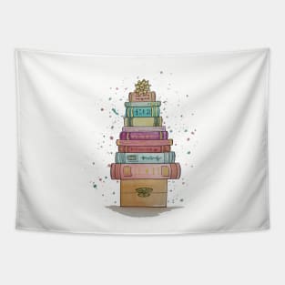 Watercolor Books Christmas Tree Tapestry