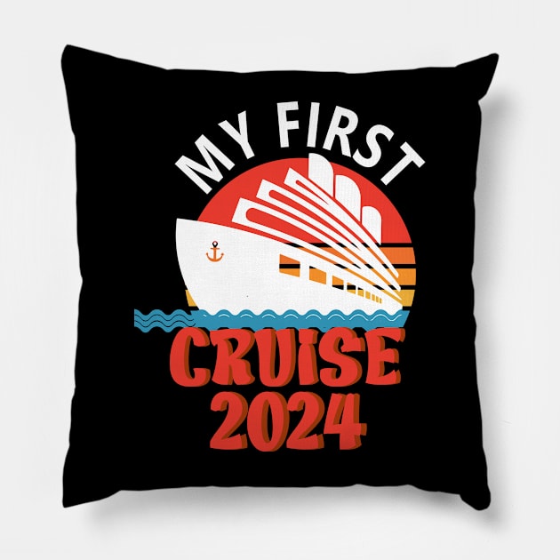 My First Cruise 2024 Vacation Matching Family Cruise Ship Travel Pillow by Gifted Groove