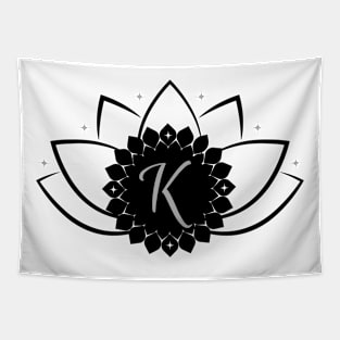 K - Lotus Flower Monogram Tapestry