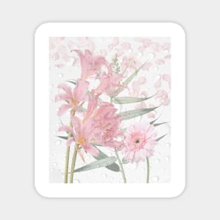 pink flowers and water drop pattern Magnet