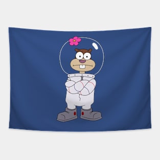 Squirrel Sandy Cheeks from Spongebob stands with his hands folded. meme 2022 Tapestry