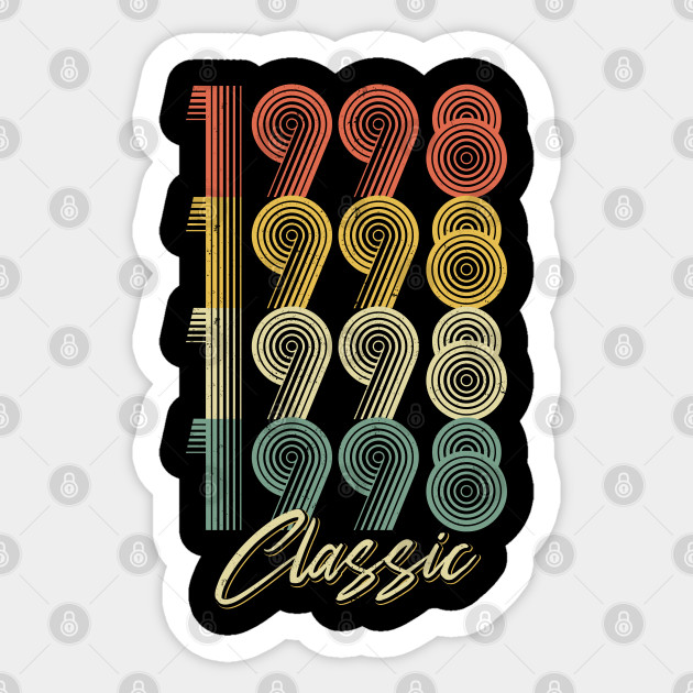 Retro Vintage Classic 1998 22nd Birthday Gifts 22 Years Old Classic 1998 22nd Birthday 22 Years Old Sticker Teepublic Uk