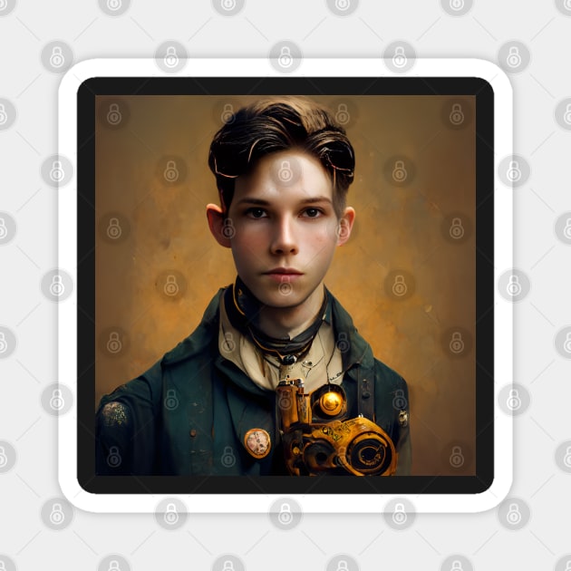 steampunk painting of a young man Magnet by ai1art