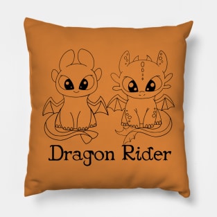 Dragon Rider coloring night fury, light fury, toothless chibi, httyd fanart, nursery design, halloween kids Pillow