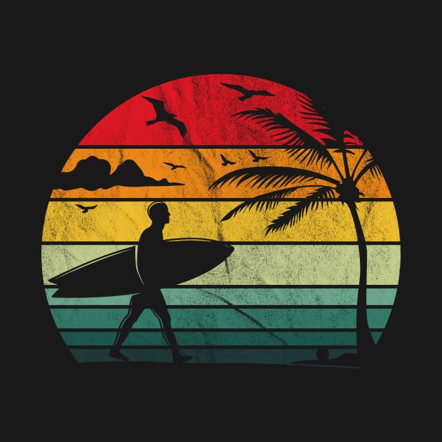 Retro Vintage Sunset Surfing by hibahouari1@outlook.com