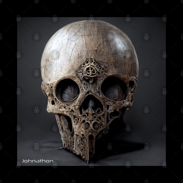 GOTHIC ANCIENT WARRIOR SKULL AI DIGITAL ORIGINAL ARTWORK by JOHNATHON