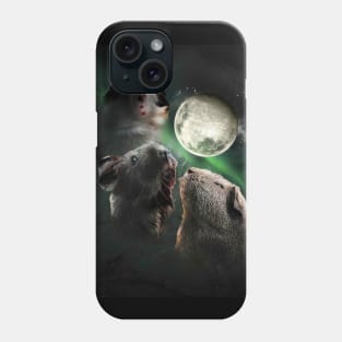 3 Guinea Pig Moon, Wolf Wolves Howling Phone Case