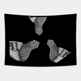 three pigeons looking at you -funny Tapestry