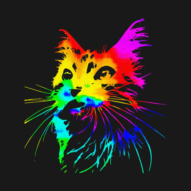 Rainbow Tie Dye Cat Splash Art Cat Crewneck Sweatshirt Teepublic