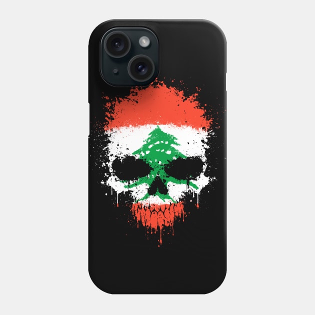 Chaotic Lebanese Flag Splatter Skull Phone Case by jeffbartels