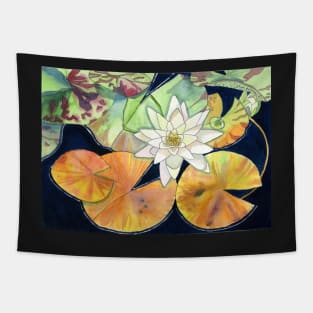 White Waterlily Original Watercolour painting Tapestry