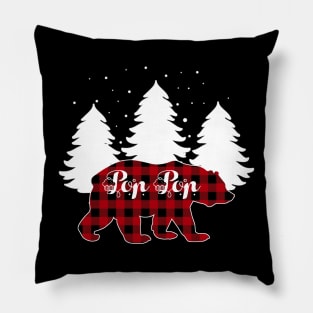 Buffalo Red Plaid Pop Pop Bear Matching Family Christmas Pillow