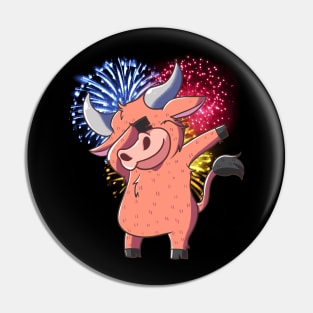 Dabbing Ox with Fireworks ~ Chinese New Year of the Ox Pin