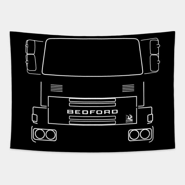 Classic Bedford TM lorry white outline graphic Tapestry by soitwouldseem