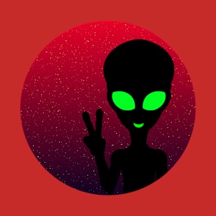 Colourful, Cute Design of an Alien Giving a Peace Sign T-Shirt