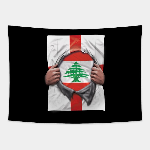 Lebanon Flag English Flag Ripped - Gift for Lebanese From Lebanon Tapestry by Country Flags