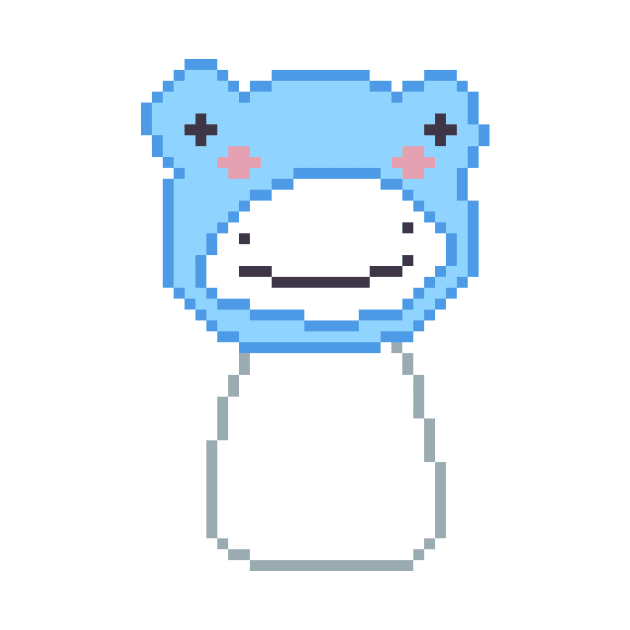 dream blob with frog hat blue pixel art by sezawhatever