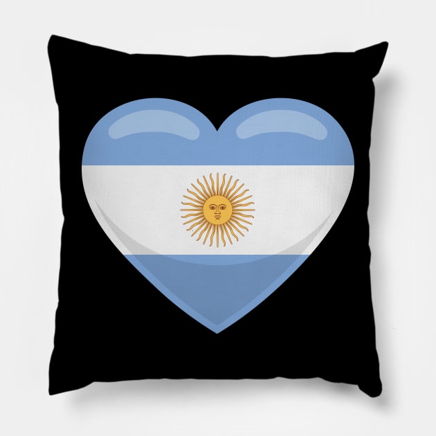 Argentina Flag Heart Pillow by SunburstGeo