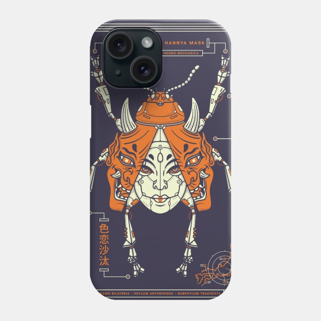 Hannya mask mechanical beetle and futuristic face Phone Case by RyanRagnini