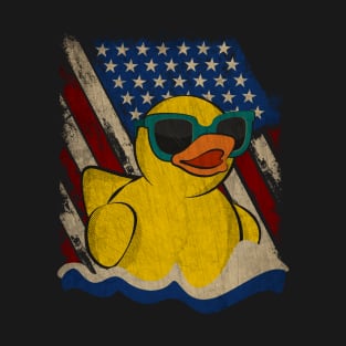 Vintage USA Flag Patriotic Rubber Duck T-Shirt