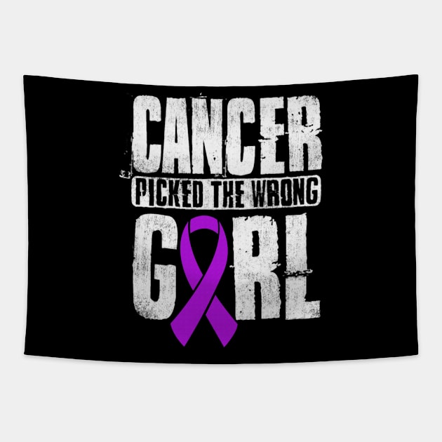 Cancer Picked The Wrong Girl Alzheimers Awareness Purple Ribbon Warrior Hope Tapestry by celsaclaudio506