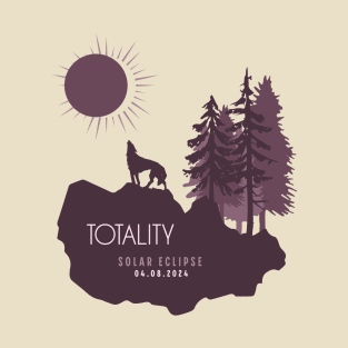 Totality Wolf Howling at the Solar Eclipse 2024 T-Shirt