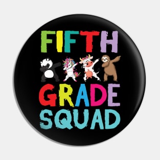 Animals Students Dabbing Back To School Fifth Grade Squad Pin