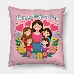 Mom’s Heart Garden: A Floral Tribute for Mother’s Day Pillow