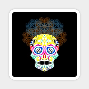 ñanduti night light ecopop skeleton catrina head in street graffiti style artsy Magnet