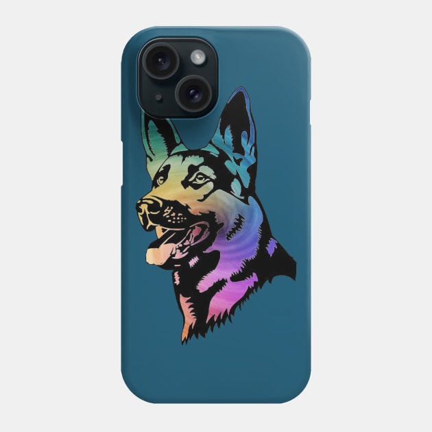 Rainbow Swirl German Shepherd Phone Case by ARTWORKandBEYOND