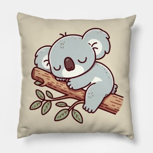 cute koala sleeping up a tree Pillow