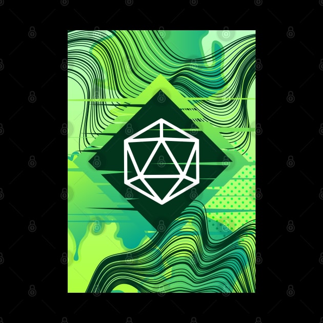 Green Glitch Polyhedral D20 Dice Tabletop RPG by dungeonarmory