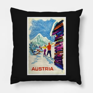 Austria, Ski Poster Pillow