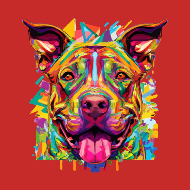 American Staffordshire Terrier Happy Dog Colorful Artwork by Furrban