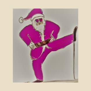 A drawing of funny Santa Claus in a pink suit with pink glasses. T-Shirt